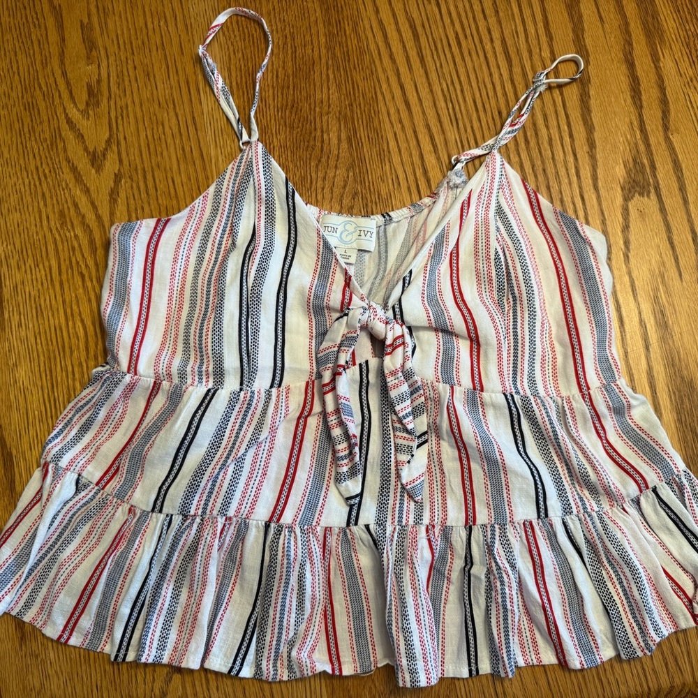 Jun & ivy patriotic Tiered Tie Front Camisole